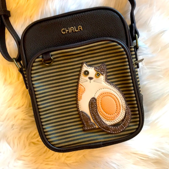 Chala Handbags - Chala Brown Lazy Cat Crossbody Bag EUC